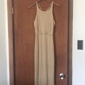 Bari-Jay Long Gold Sparkle Dress - Size 11-12